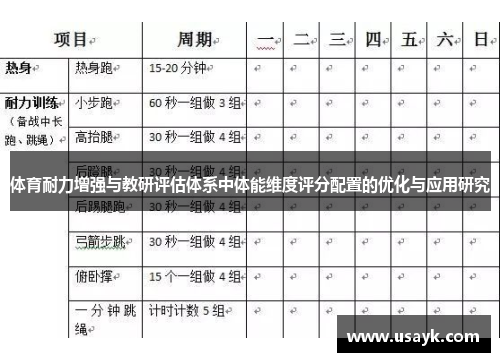 体育耐力增强与教研评估体系中体能维度评分配置的优化与应用研究